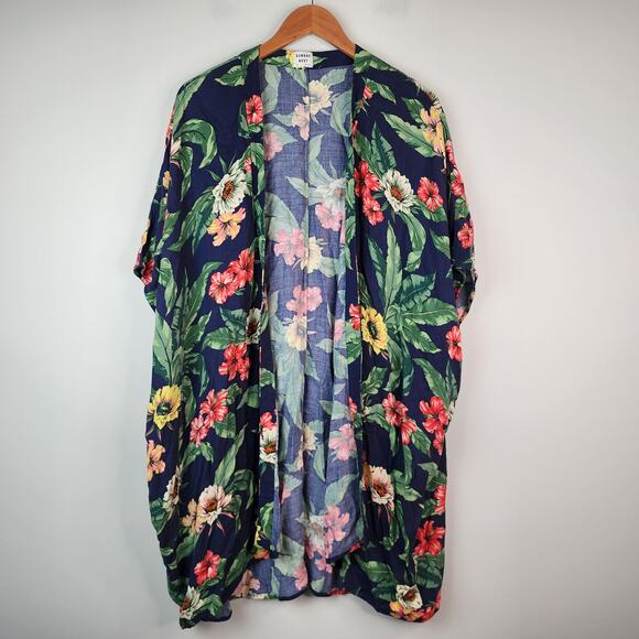 Aritzia Sunday Best Aitken Kimono S/M Floral Open Front Longline Boho Flowy - Picture 3 of 10